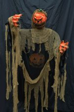 Life Size Halloween Props Hanging Pumpkin Scare Crow Light up Eyes and Sound