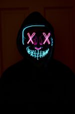 Purge EL Wire 2 COLOR Glow Light up Mask PINK TEAL - Image 3