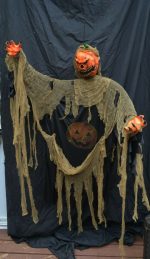 Life Size Halloween Props Hanging Pumpkin Scare Crow Light up Eyes and Sound - Image 4