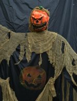 Life Size Halloween Props Hanging Pumpkin Scare Crow Light up Eyes and Sound - Image 6