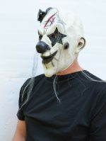 Clown Mask Black & White with Hair - Image 7