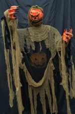 Life Size Halloween Props Hanging Pumpkin Scare Crow Light up Eyes and Sound - Image 7