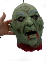 Life Size Severed Head BALD GREEN ZOMBIE - Image 8