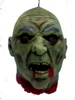 Life Size Severed Head BALD GREEN ZOMBIE - Image 9