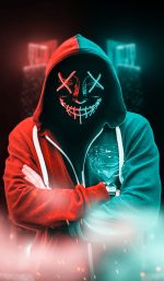 Red Blue Mask Man Blue City