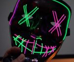 Purge EL Wire LED Glow X Eyes Mask Pink Green - Image 3