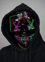 Purge EL Wire LED Glow X Eyes Mask Purple Green - Image 3