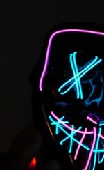Purge EL Wire LED Glow X Eyes Mask Pink Teal - Image 4