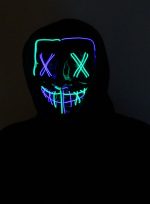Purge EL Wire LED Glow X Eyes Mask Purple Green - Image 6