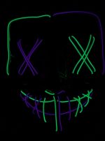 Purge EL Wire LED Glow X Eyes Mask Purple Green - Image 9