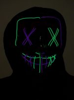 Purge EL Wire LED Glow X Eyes Mask Purple Green - Image 10